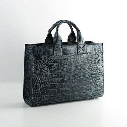 クロコダイル トートバッグ 日本製 シャイニング＆マット＆目地染め (06000814-mens-1r)