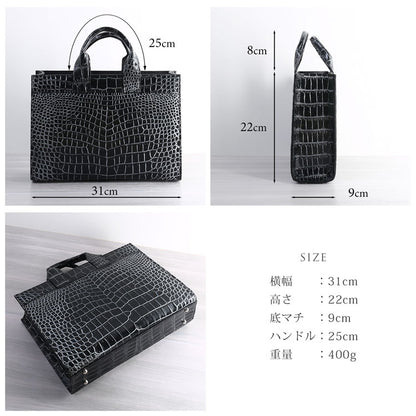 クロコダイル トートバッグ 日本製 シャイニング＆マット＆目地染め (06000814-mens-1r)