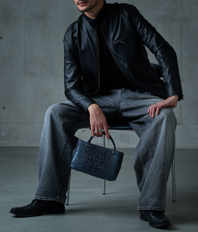 クロコダイル 2way ミニトートバッグ 日本製 (06001482-mens-1r)