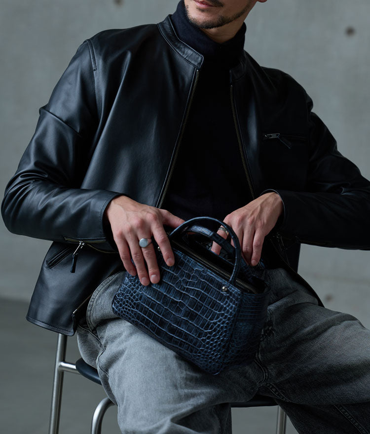 クロコダイル 2way ミニトートバッグ 日本製 (06001482-mens-1r)
