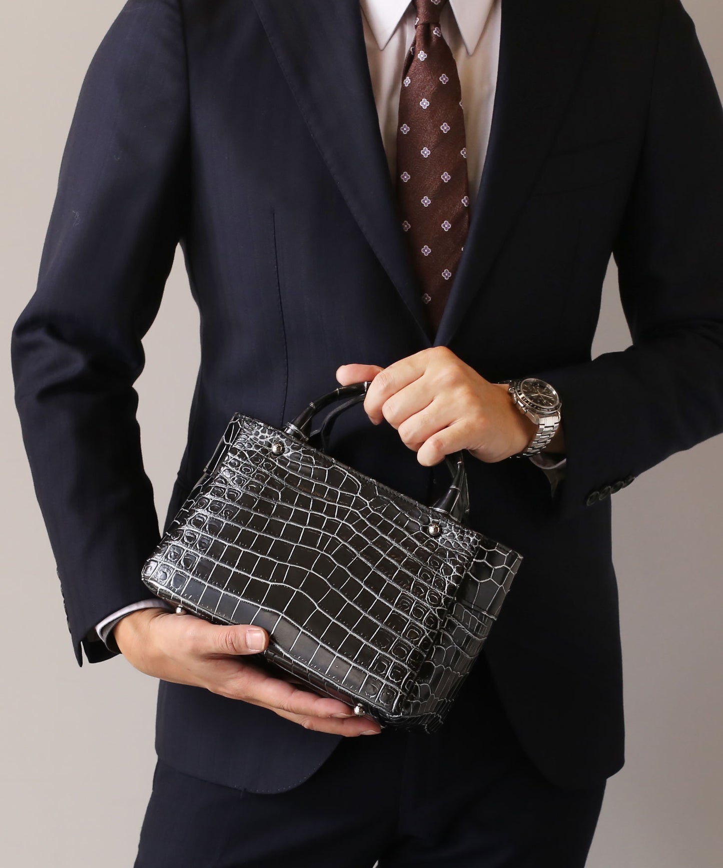 クロコダイル 2way ミニトートバッグ 日本製 (06001482-mens-1r)
