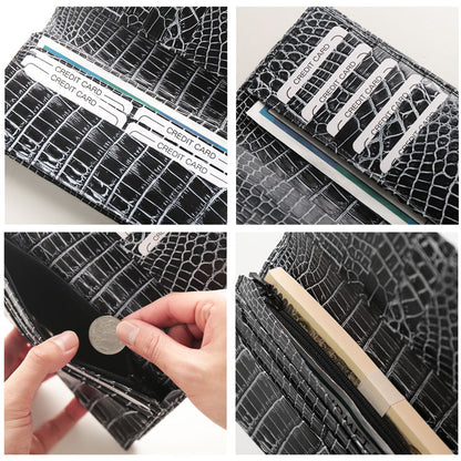 ナイルクロコダイル 長財布 センター取り 一枚革 無双 日本製 (06001668-mens-1r)