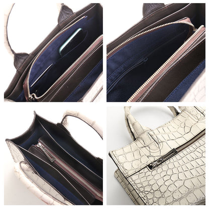 マット加工 クロコダイル 2wayトートバッグ ショルダーベルト付き 日本製 センター取り (06001685r)