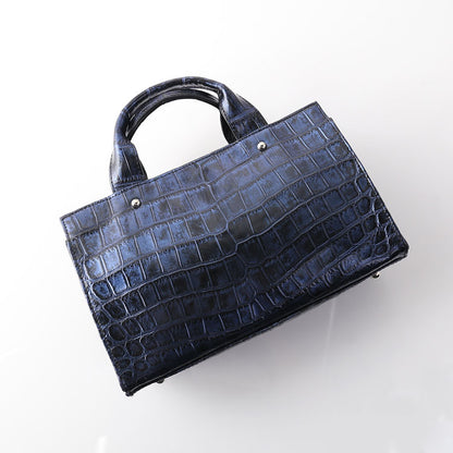 クロコダイル 2way ミニトートバッグ 日本製 マット加工 目地染め センター取り 斜め掛け (06001760-mens-1r)