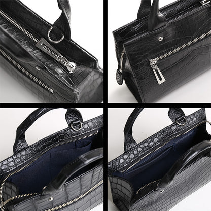 クロコダイル 2way ミニトートバッグ 日本製 マット加工 目地染め センター取り 斜め掛け (06001760-mens-1r)