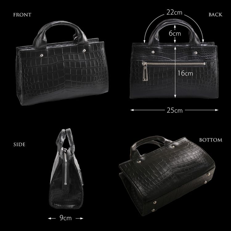 クロコダイル 2way ミニトートバッグ 日本製 マット加工 目地染め センター取り 斜め掛け (06001760-mens-1r)