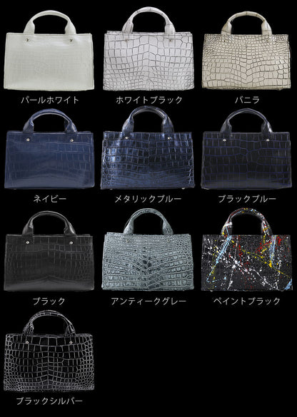 クロコダイル 2way ミニトートバッグ 日本製 マット加工 目地染め センター取り 斜め掛け (06001760-mens-1r)