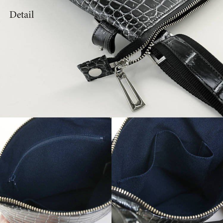 クロコダイル ショルダーバッグ センター取り 日本製 (06001882-mens-1r)