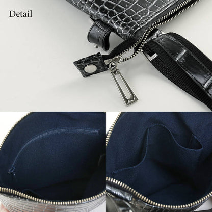 クロコダイル ショルダーバッグ センター取り 日本製 (06001882-mens-1r)