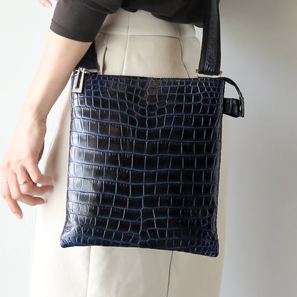 クロコダイル ショルダーバッグ センター取り 日本製 (06001882-mens-1r)