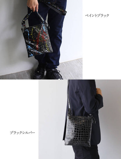 クロコダイル ショルダーバッグ センター取り 日本製 (06001882-mens-1r)