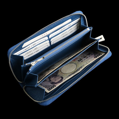 本藍染め クロコダイル ラウドファスナー長財布 日本製 (06001900-mens-1r)