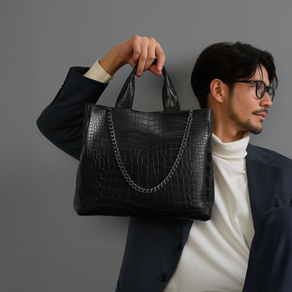 GranCroco スモールクロコダイル トートバッグ チェーン付き 日本製 B5サイズ対応 ポロサス (06001919r)
