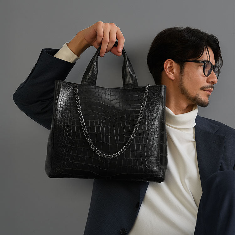 GranCroco スモールクロコダイル トートバッグ チェーン付き 日本製 B5