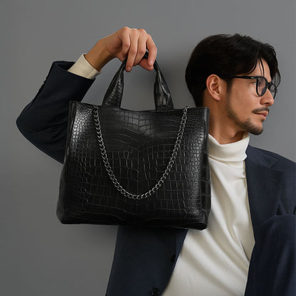 GranCroco スモールクロコダイル トートバッグ チェーン付き 日本製 B5サイズ対応 ポロサス (06001919r)