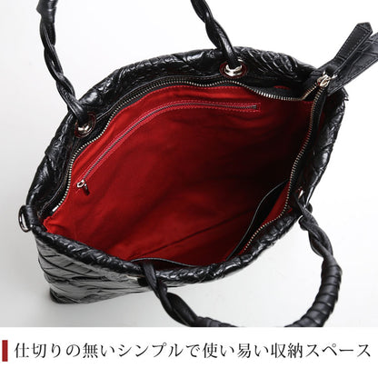 クロコダイル ダイヤ柄 編み込みデザイン 2wayトートバッグ 日本製 A4サイズ対応  (06001921r)