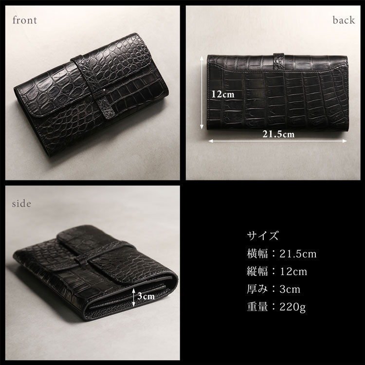 Grancroco クロコダイル マット加工 多機能長財布 フラップデザイン 日本製 パスポート＆スマホ収納可能 (06001929r)