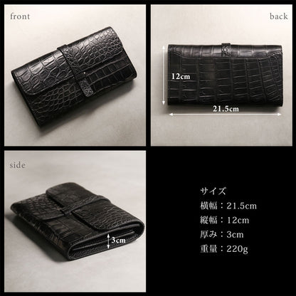 Grancroco クロコダイル マット加工 多機能長財布 フラップデザイン 日本製 パスポート＆スマホ収納可能 (06001929r)
