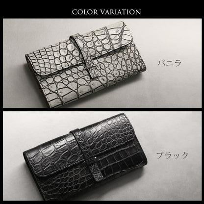Grancroco クロコダイル マット加工 多機能長財布 フラップデザイン 日本製 パスポート＆スマホ収納可能 (06001929r)