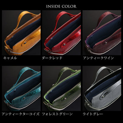 スモールクロコダイル 2wayバッグ チェーン付き 日本製 B5サイズ対応 斜め掛け可 (06001941r)