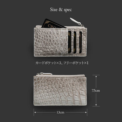ヒマラヤクロコダイル ファスナーポケット付きカードケース 日本製 スモールクロコダイル ポロサス (06001944r)