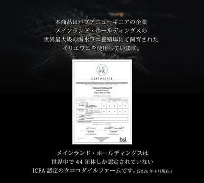 スモールクロコダイル ラウンドファスナー長財布 日本製 一枚革 ポロサス センター取り マット加工 ICFA＆LWG認定 4FA (06001979-mens-1r)